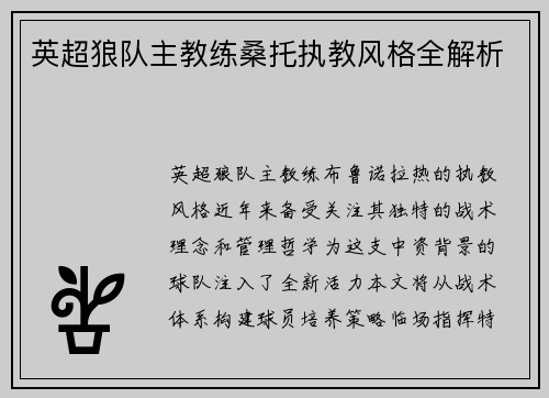 英超狼队主教练桑托执教风格全解析